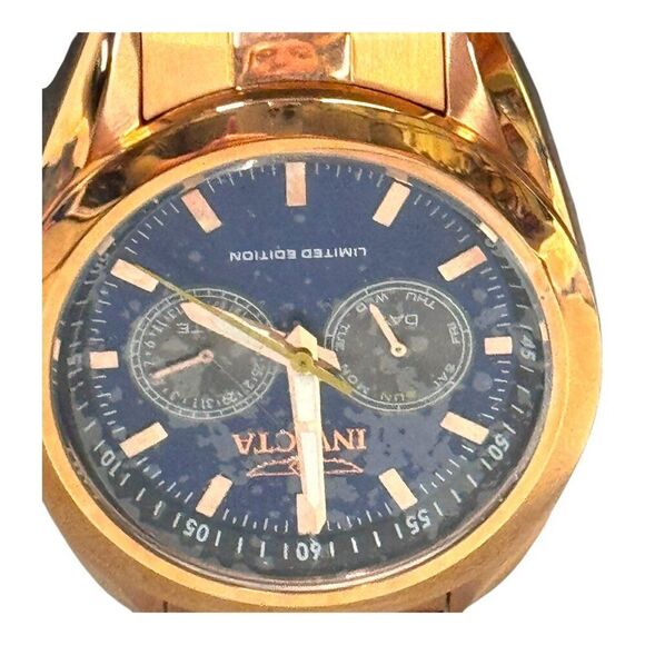 Invicta Poseidon 100M Limited Edition 14711 Rose Gold Watch Blue Dial Chronograp - Picture 8 of 10